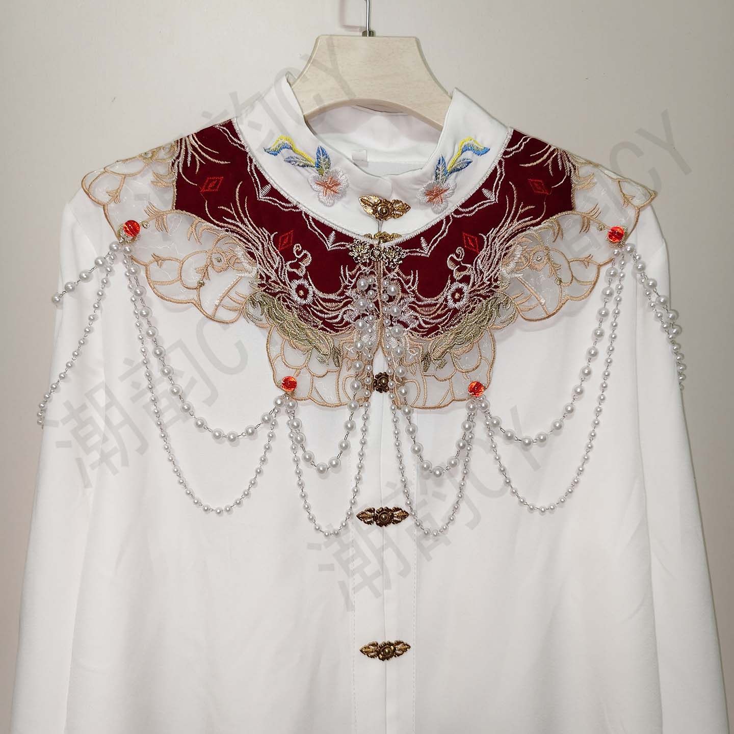 新中式云肩披肩马面裙假领订婚新娘伴娘旗袍敬酒礼服红色配饰外搭