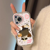 原创可爱趣味小狗镜面手机壳适用于华为pura80 荣耀X70 50卡通少女心荣耀magic7女款 70补妆气囊软壳mate70