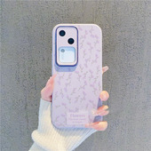 浅紫色薰衣草赵露思同款 15韩系碎花防摔保护套Y78ins风 s12 手机壳适用vivos18pro新款 s17e硅胶软壳X100S女款