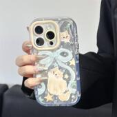 80防摔荣耀500Pro高级硅胶软 14imd双层羽纱华为mate70 萌系蝴蝶结猫咪适用于苹果17promax手机壳iPhone16