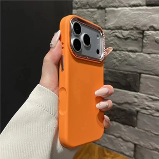 12多巴胺情侣纯色保护套 AI拍照按键全包适用iPhone17ProMax手机壳大孔闪钻镜框苹果16 15Pro液态高颜值14