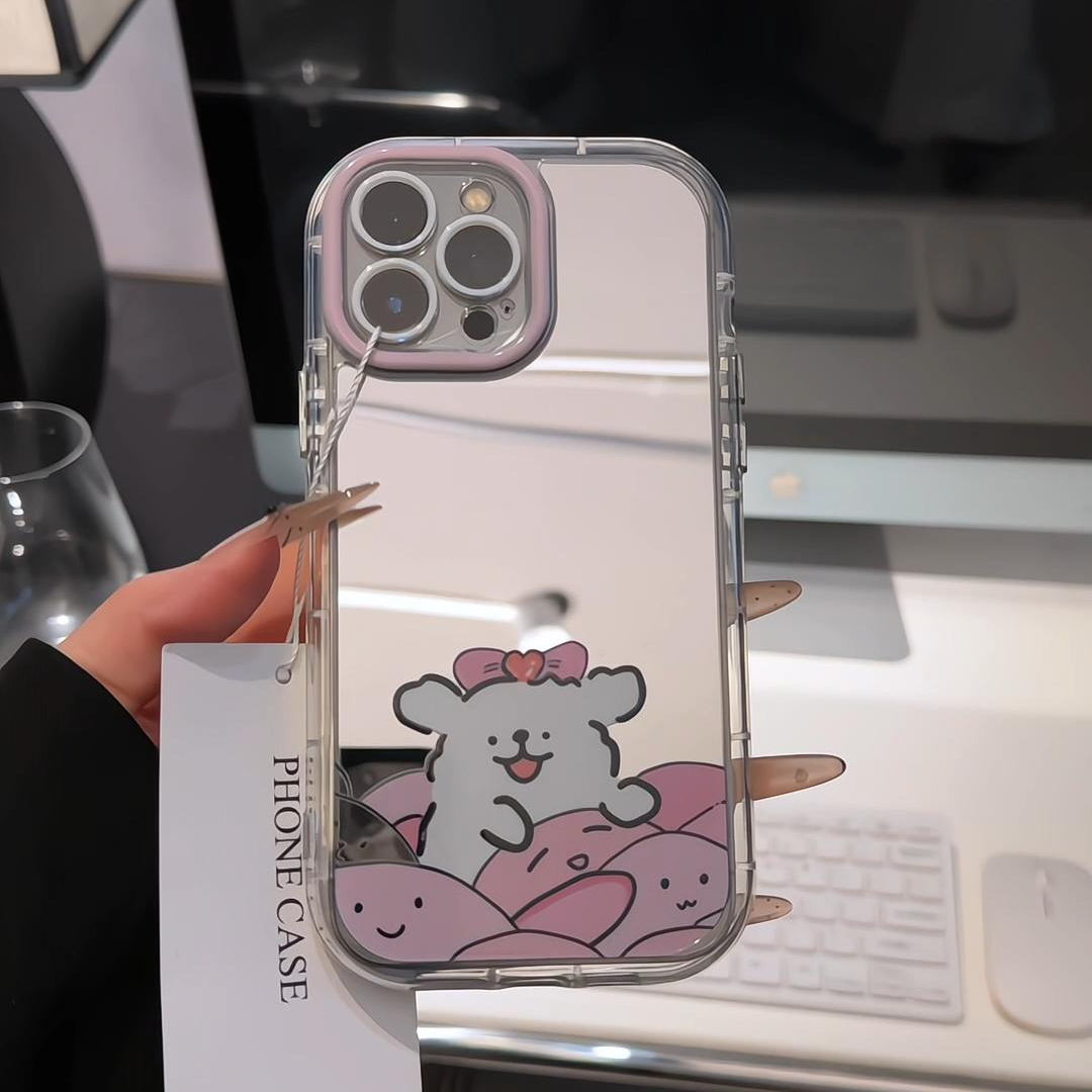 卡通小狗镜面手机壳适用iPhone18proma高颜值适用小米17Pro新款适用华为pura90情侣适用vivos60小众可爱软壳