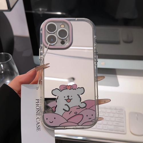 适用iPhone17卡通小狗镜面手机壳