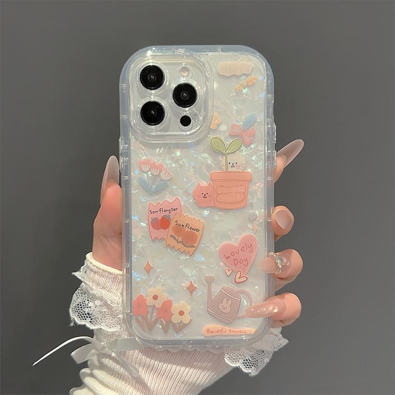 春日花朵猫咪适用iPhone17promax彩贝奶油手机壳16pro巨好看15高颜值小众14超火不撞款13简约ins少女风防摔