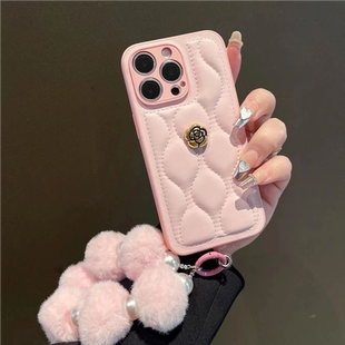 高级感羽绒服立体山茶花适用iPhone../1617promax手机新款小米17/15全包华为pura80/70个性vivos30/Reno14软