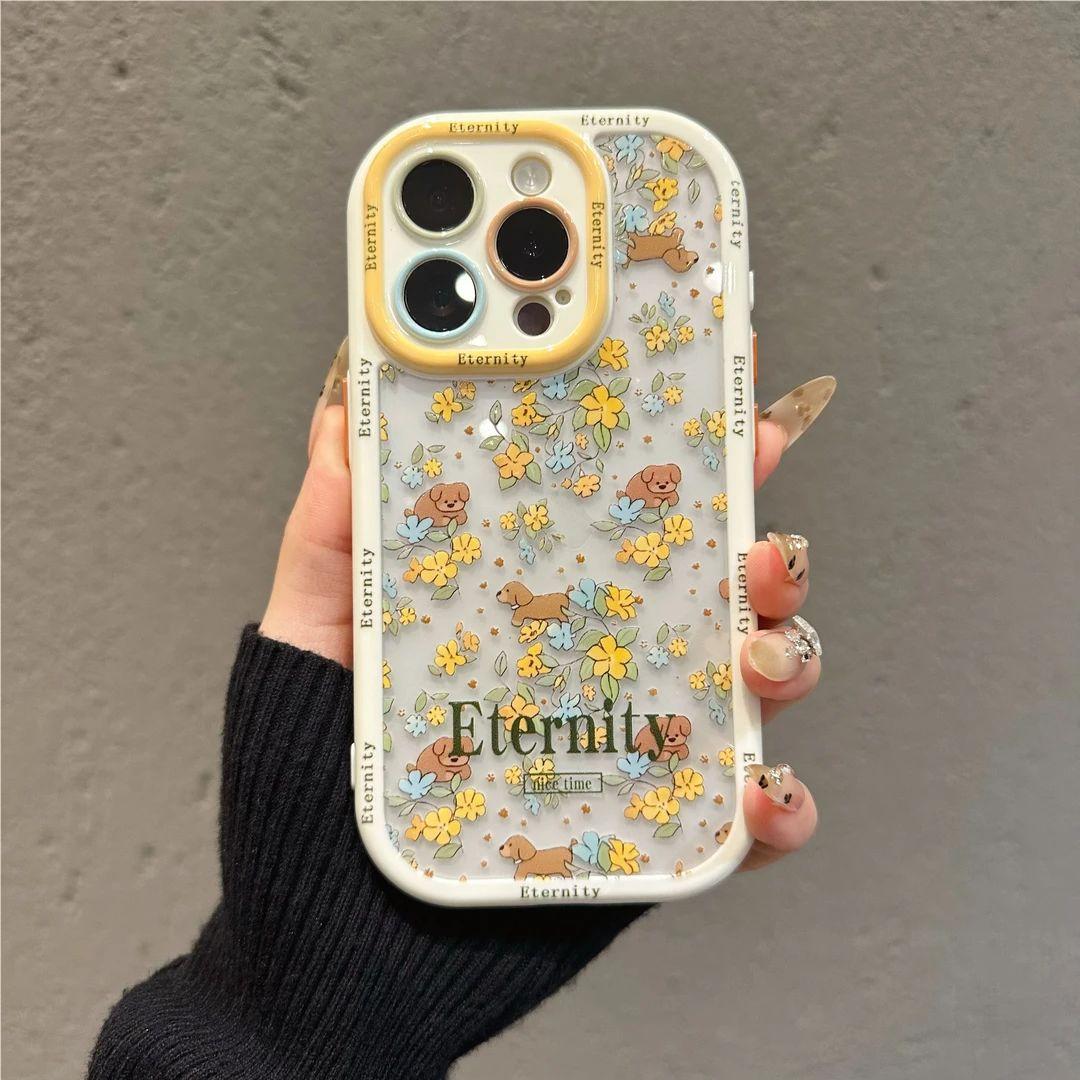 ins风花朵猫咪小狗手机壳适用iPhone16软壳苹果15promax田园小米15/14高级感软壳vivoX200Pro情侣OPPOfindX8