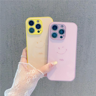 简约笑脸玻璃手机壳女