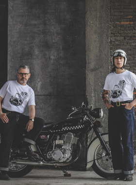 TANKZERO 20SS原创YAMAHA SR400复古机车发动机印花TEE中磅美国棉