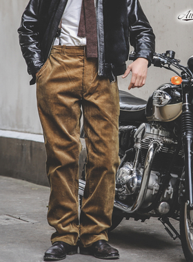 ATTRACTIONS LOT.648日产复古美式重磅灯芯绒绅士高腰背带工装裤