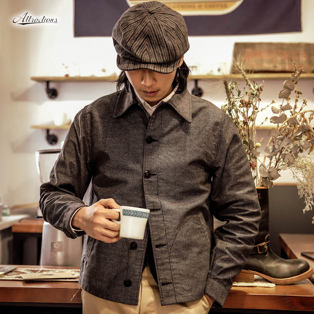 日产胡椒盐春秋修身工装夹克外套