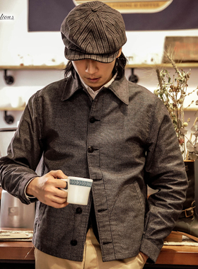 ATTRACTIONS Dupree Jacket日产复古胡椒盐帆布工装夹克外套春秋