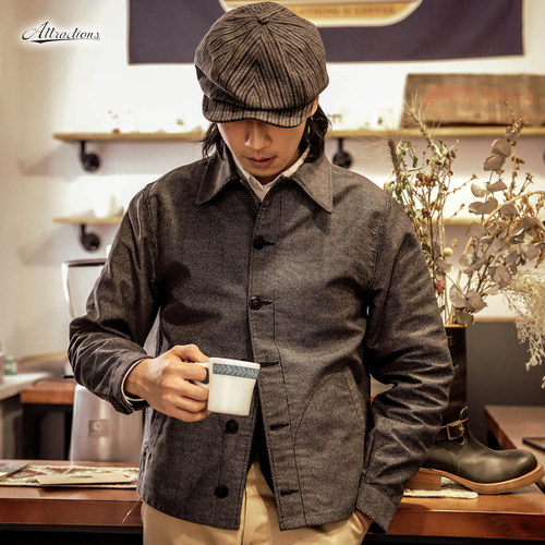 日产胡椒盐春秋修身工装夹克外套