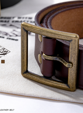 TANKZERO 美式复古单针铜扣茶心植鞣革头层牛皮皮带双色男女款