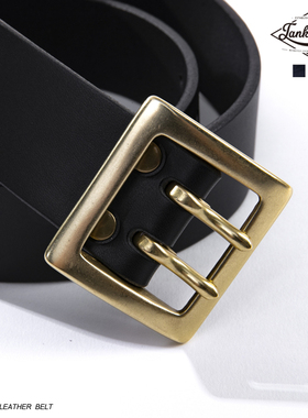 TANKZERO 美式复古双针铜扣意大利植鞣革头层牛皮皮带双色男女款