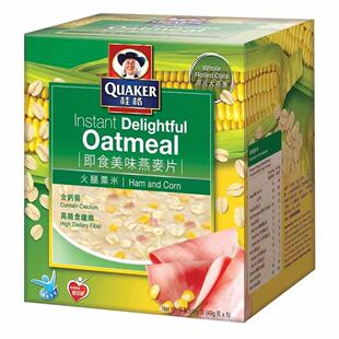 代购QUAKER桂格 即食原片燕麦 火腿粟米/牛奶枫糖/干果乳酪味245g