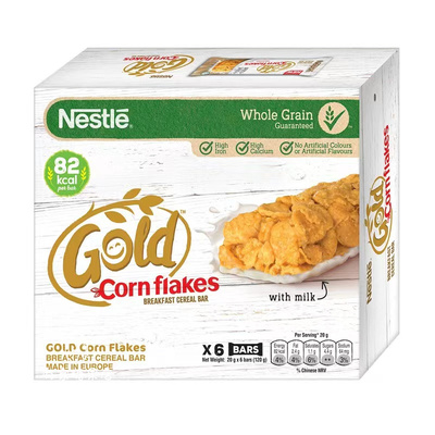 香港代购 进口 Nestle雀巢 Gold玉米片谷物棒能量棒6个装120g盒装