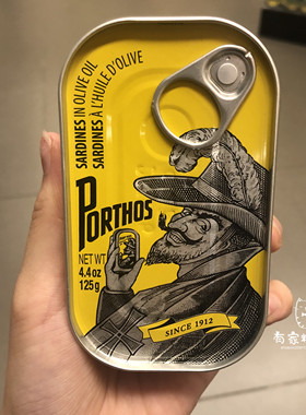 香港采购进口食品PORTHOS/葡国老人牌榄油沙甸鱼罐头125克沙丁鱼