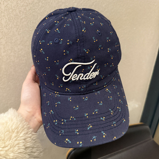 韩国风软顶小碎花棒球帽子刺绣字母休闲粉色鸭舌帽女显脸小出游