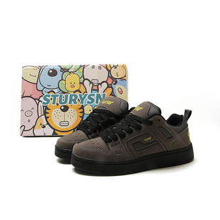 STURYSN 深灰黑复古厚底面包鞋男百搭运动休闲板鞋女2025冬季新款