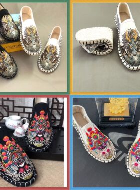 布仆绣艺正品老北京纯手工刺绣千层底男女中国风软底透气脸谱布鞋