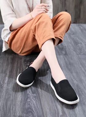 刺绣老北京布鞋新款男女纯手工千层底一脚蹬软底民族风软底休闲鞋