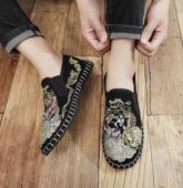 国潮风手工艺软底透气时尚 京腔布仆老北京千层底刺绣男女士款 布鞋