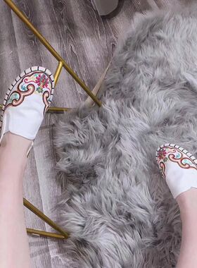 老北京手工布鞋男西山刺绣布鞋色鬼布鞋社会小伙原色布仆印记绣艺