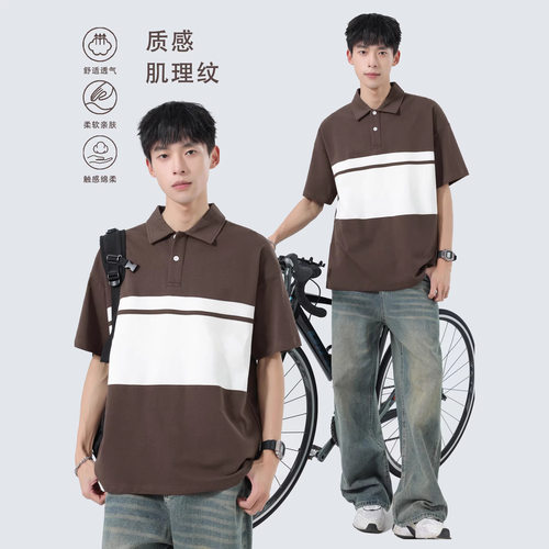 夏季男士短袖撞色复古POLO衫