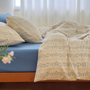 小清新田园风纯棉全棉被套1.5床上四件套宿舍被罩单件150x200x230