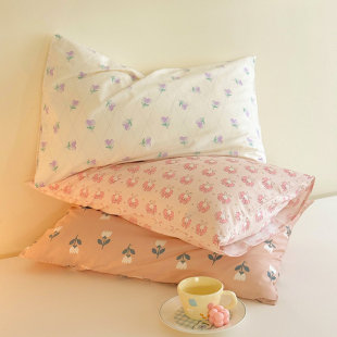 小清新碎花纯棉枕套一对装 单人可爱100全棉枕头套单个48cmx74枕袋