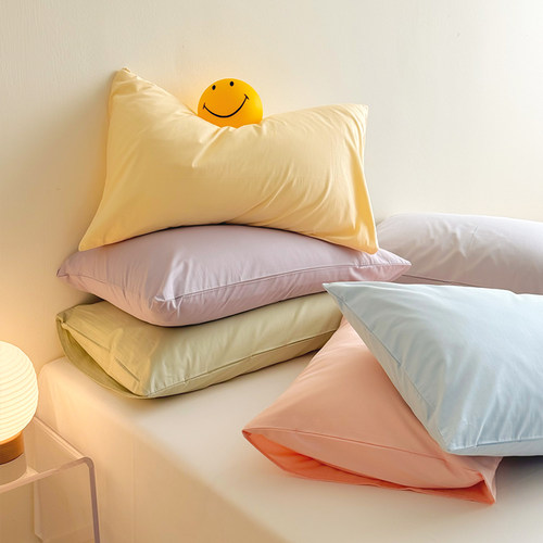 纯棉马卡龙纯色小清新枕头套单只