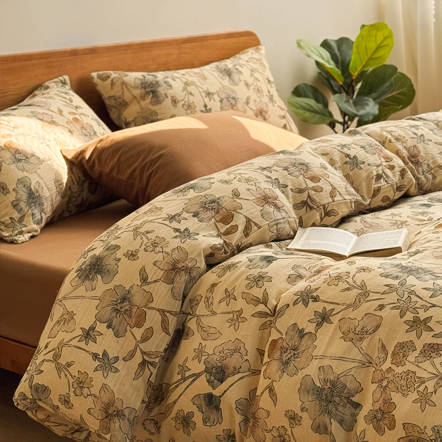 复古氛围感棉麻A类全棉被套床上三四件套宿舍被罩单件150*200*230,床上用品,被套,淘宝优惠券,粉丝福利购,淘宝优惠卷