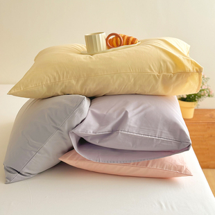 奶油风简约百搭纯棉枕套一对装 单人100全棉枕头套单个48cmx74枕袋