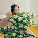 手绘风纯棉枕套单人少女心全棉枕头套一对装 74cm 梦谷美家