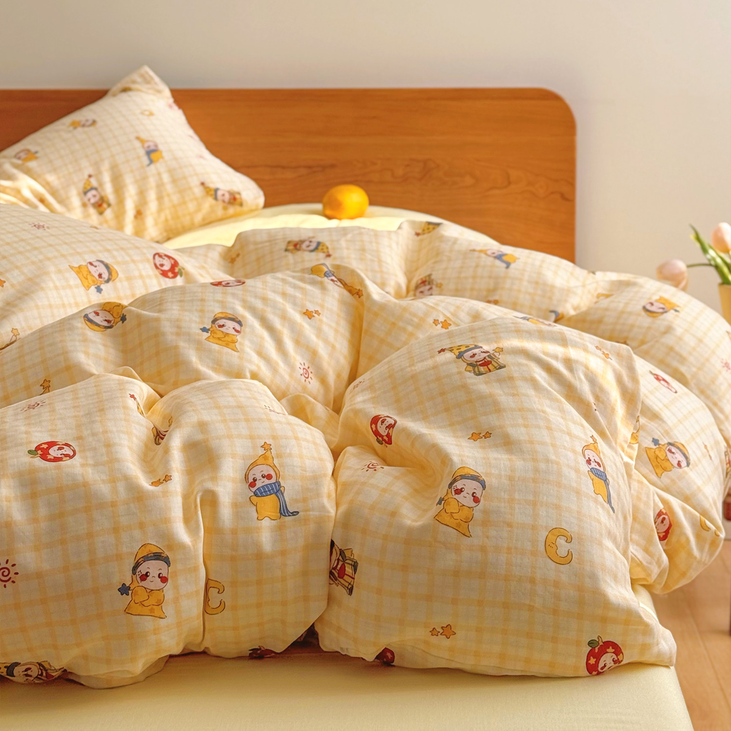 奶油风卡通可爱A类全棉双层纱被套单件纯棉儿童被罩150*200*230cm,床上用品,被套,淘宝优惠券,粉丝福利购,淘宝优惠卷