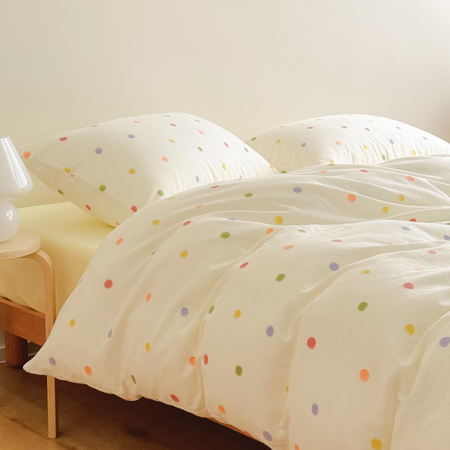 春夏彩色波点全棉双层纱纯棉被套