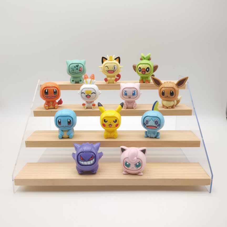 神奇宝贝皮卡丘耿鬼胖丁杰尼龟小火龙喵喵伊布四款表情可变脸公仔