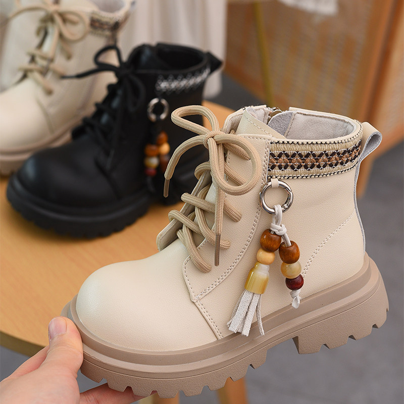 儿童马丁靴真皮女童小皮靴2025冬季新款童靴中大童洋气加绒二棉靴