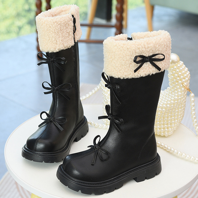 女童长筒靴儿童高筒靴秋冬二棉靴