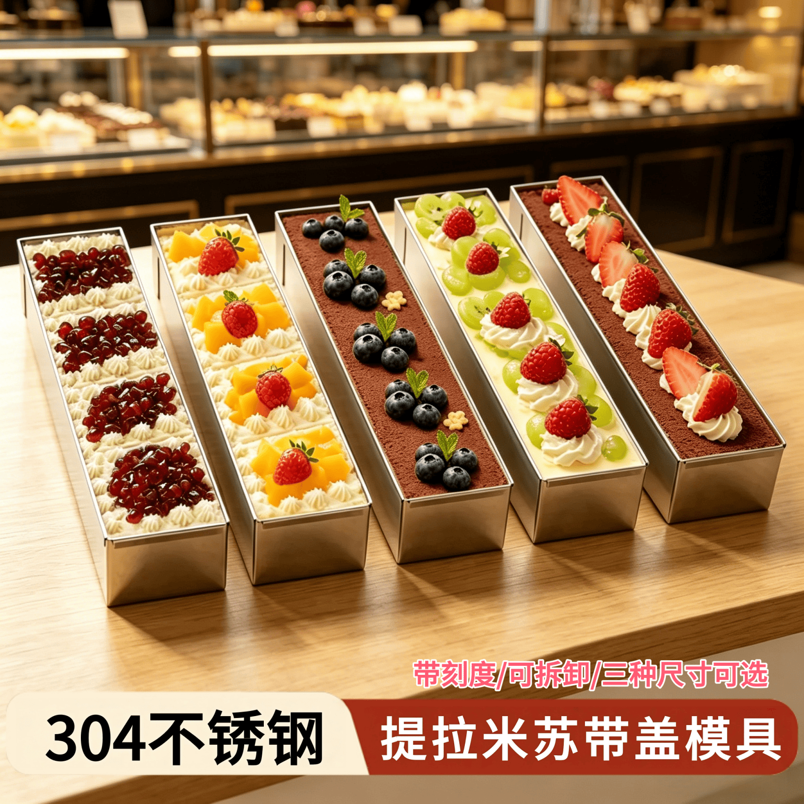 304不锈钢提拉米苏模具长条慕斯蛋糕磨具家用烘焙专用烤盘易脱模