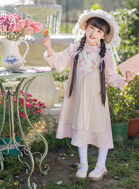 西子问汉服女童春装新款国风连衣裙新中式公主裙套装枝意连衣裙