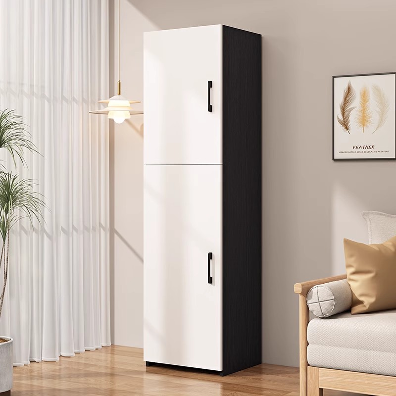 实木带锁储物柜带门靠墙一体收纳