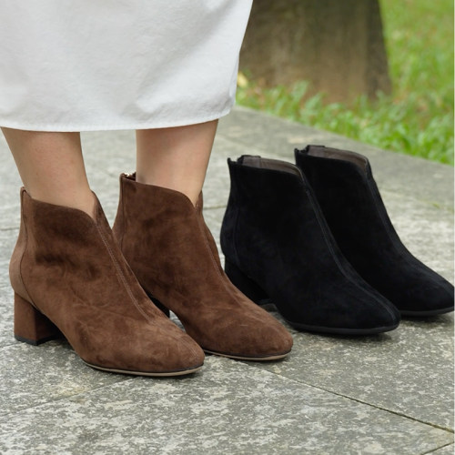 壹家shoes750008羊绒鞋面里5cm垫羊皮短靴女圆头踝靴2026秋冬新款