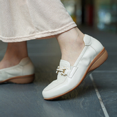 真皮女鞋 壹家shoes035035全羊皮散步乐福鞋 3.5跟高百搭一脚蹬单鞋