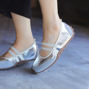 真皮软底软面平底鞋 壹家shoes001074牛皮 牛绒2cm芭蕾玛丽珍单鞋