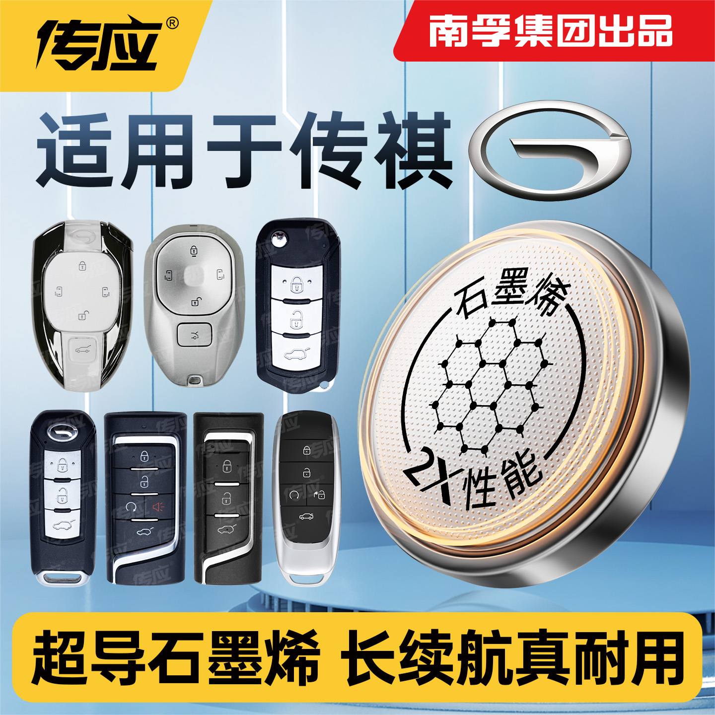 适用广汽传祺GA6GA3S视界GA4GA5GA8影豹车钥匙电池CR2032传应纽扣