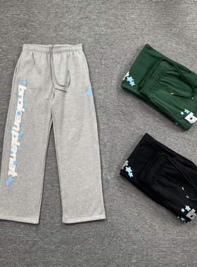 broken planet欧美高街潮牌秋冬休闲字母发泡印花加绒直筒长裤fog