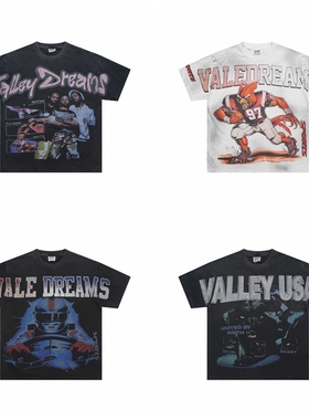 VALE VALLEY VINTAGE T SHIRT美潮嘻哈街头休闲宽松纯棉短袖T恤夏