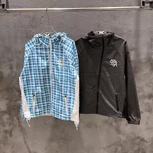 mertra jacket小众美潮高街春秋休闲刺绣格子薄款风衣连帽外套ins