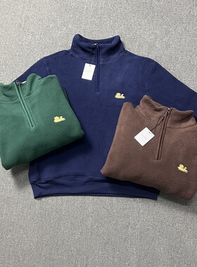 AIME LEON DORE ALD美潮复古秋冬休闲刺绣摇粒绒半拉链套头外套男